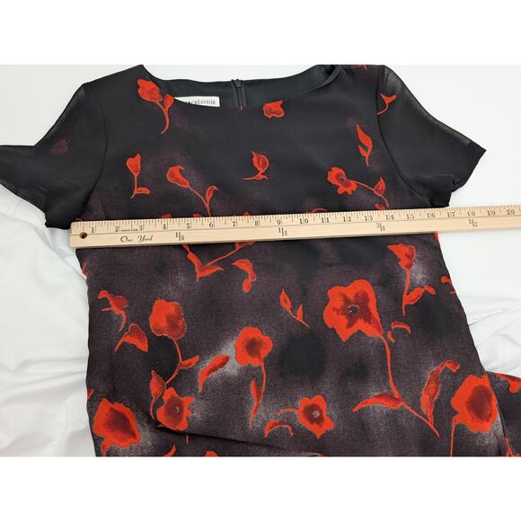 Vintage Elina Createur Burnout Black and Red Floral Women's 9 Dark Romantic - Picture 6 of 9